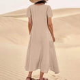 thumbnail image 3 of UPPADA Robes Grande Taille pour Femmes aux Formes Robes d'Été pour Femmes 2025 Robe en Coton et Lin à Manches Courtes Col Ras du Cou Ample Décontractée Tunique Robes de Plage avec Poches Vestidos Para Mujer Casuales Y Elegantes, 3 of 6