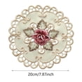 thumbnail image 3 of Oleegame Ensemble de 4 Napperons Ronds Floraux Blancs Brodés en Dentelle Rose, 3 of 6