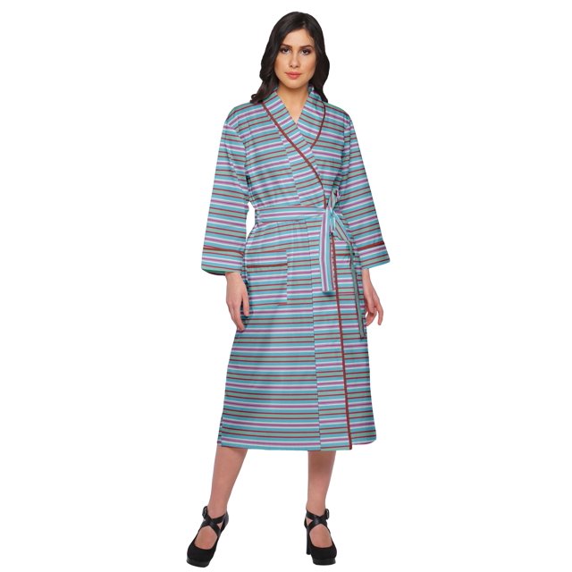 Moomaya Robe Longue Imprimée avec Poches en Coton Robe de Préparation pour Mariée