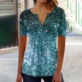 thumbnail image 2 of CEHVOM Mode Femme Décontractée Imprimé Col Rond Ample Manches Courtes T-shirt Haut Blouse Chandail Liquidation, 2 of 5