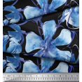 thumbnail image 3 of Soimoi Blue Modal Satin Fabric Floral Print Sewing Fabric BTY 42 Inch Wide, 3 of 3
