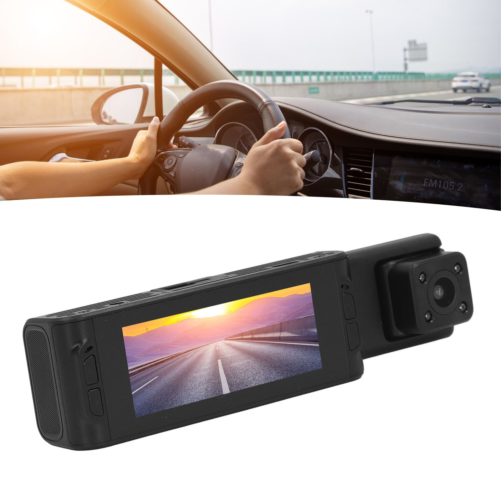Dash Cam Front Inside, 1080P HD Built in Wifi Hotspot Parking Monitoring Triple Dash Cam 3.16in Screen  for Car