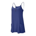 thumbnail image 4 of LOVZFMLL Robe d'Été pour Femme à Bretelles Spaghetti, Boutonnée à l'Avant, Mini Robe Décontractée Ample à Encolure en U, Robe Débardeur Droite avec Poches, Bleu G, 4 of 5