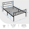 thumbnail image 4 of Yaheetech Simple Metal Platform Bed with Curved Design, Twin, Black, 4 of 10