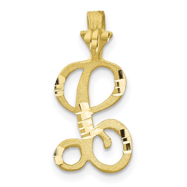 Diamond2Deal 10K Yellow Gold Grooved Letter L Initial Pendant for Women