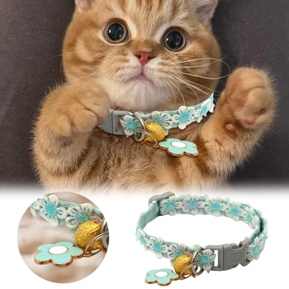 Pet Cat Breakaway Pendant Adjustable Collar for Small Felines with Lock and Elegant Charm, 35 cm, Color A