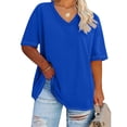 thumbnail image 1 of DPTALR T-shirt de Base d'Été Surdimensionné à Manches Courtes Col en V pour Femmes, 1 of 4
