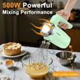 thumbnail image 3 of VAVSEA 500W Electric Hand Mixer with 5 Speeds & 32 Accessories, Handheld Mixer Includes 2 Whisks, 2 Dough Hooks, 2 Beaters, Cake Decorating Kit with Storage Base, New, Green, 3 of 9