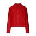 thumbnail image 3 of TIMIFIS Women's Denim Jean Jacket Outfits Coat Spring Fall Ripped Jean Outerwear Denim Jacket-Red - Fall/Winter, 3 of 5