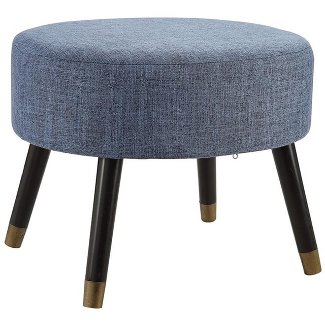 Convenience Concepts Designs4Comfort Mid Century Ottoman Stool, Blue Fabric