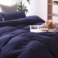 thumbnail image 4 of 3 Piece Solid Color Purplish Blue Quilt Cover Bedding Duvet Cover Set(Queen), 4 of 7