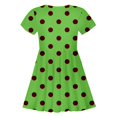 thumbnail image 4 of Robes pour Filles Enfant Filles Été Imprimé à Pois Ajusté Doux Respirant à Manches Courtes Robe Décontractée Robe pour Tout-Petit Vert 8 Ans-9 Ans, 4 of 4