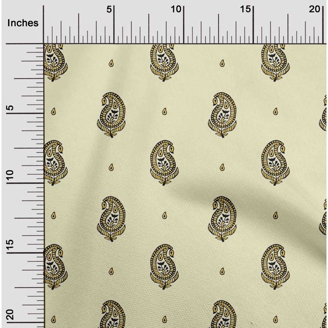 oneOone Georgette Viscose Fabric Paisley Block Print Fabric BTY 42 Inch Wide