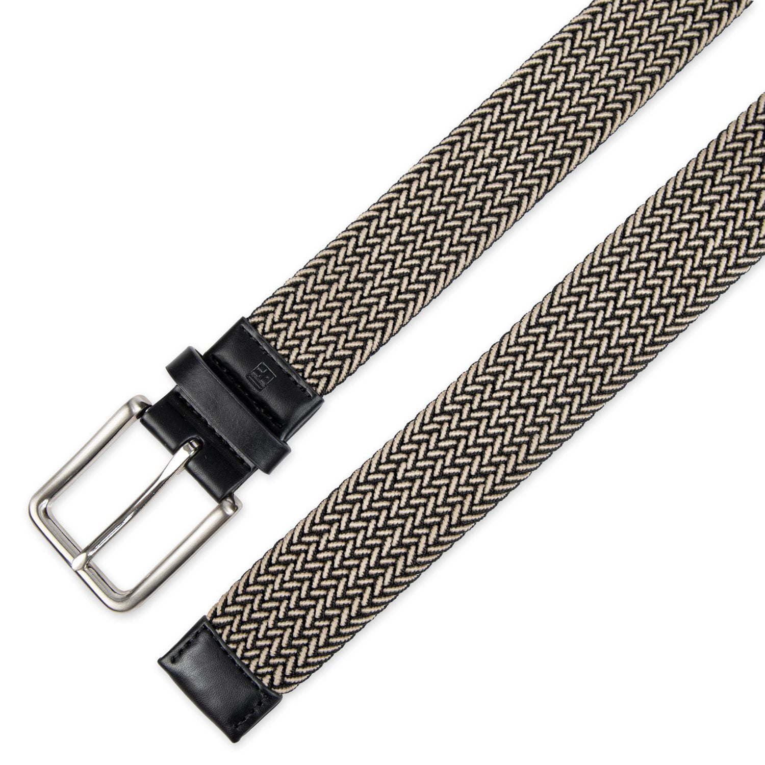 Tailored Flex by Haggar Men's 35mm Stretch Fabric Braid w/ Faux Leather Trim Belt