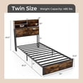 thumbnail image 3 of Costway Twin Bed Frame with Charging Station Storage Headboard Under-bed Storage Space, 3 of 9