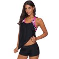 thumbnail image 4 of Ensemble de Tankini Dos Nageur à Imprimé Rose/vert Clair pour Femmes, 4 of 25
