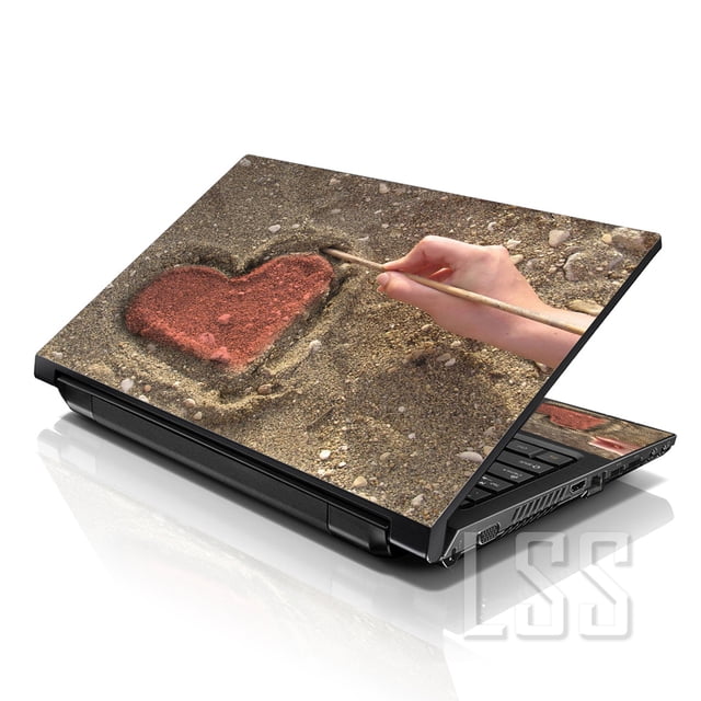 LSS Autocollant pour Ordinateur Portable 15,6 Pouces Motif Cœur Rouge Sable Couverture Réutilisable