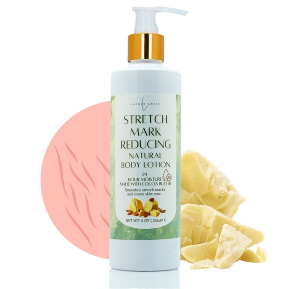 Stretch Mark Reducing Body Lotion with Cocoa Butter & Aloe for 24-Hour Hydration - 8 oz by LatherGreen