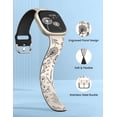 thumbnail image 4 of Wearlizer 2 Packs Compatible with Fitbit Versa 4 Bands/Versa 3 Bands/Sense 2 Bands/Sense Bands for Women, Pretty Two-tone Floral Engraved Silicone Straps, Cute Flower Pattern Sport Wristband Bracelets, 4 of 6