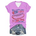 thumbnail image 1 of TSADFHJI Débardeurs d'Entraînement Amples pour Femmes T-Shirt à Col Rond Imprimé Lettre Manches Courtes Col Rond m Violet, 1 of 3