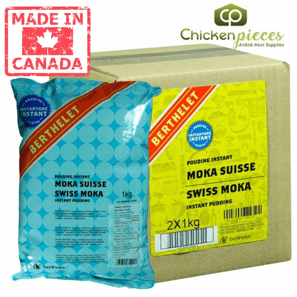 Berthelet Mélange pour Pouding Moka Instantané Suisse 1kg/2,20lb (2/caisse) - Fabriqué au Canada