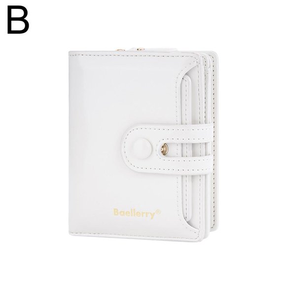 Portefeuille Femme Court Baellerry Coréen Cuir Ciré Brillant Double Boucle Fermeture Éclair Porte-Monnaie Porte-Cartes Femme