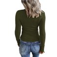 thumbnail image 2 of Gupgi Women Henley T-Shirts Long Sleeve Scoop Neck Button Down Solid Color Slim Fit Tops, 2 of 4