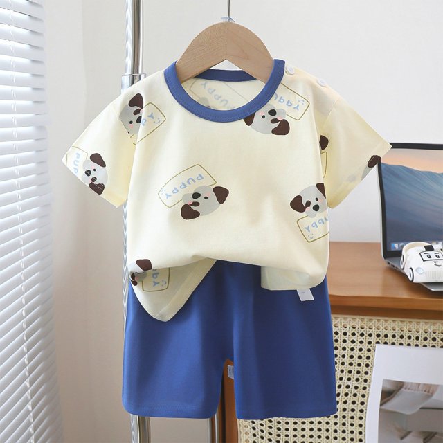LSLJS Bébé Garçon d'Été Mignon Imprimé Col Rond Short à Manches Courtes Ensemble Vêtements d'Été Vêtements pour Enfants à la Mode 2024