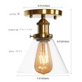 thumbnail image 2 of FSLiving Cone Glass Wall Light with Zipper Switch 12V Gold RV Decorative Light RV Ceiling Light Hallway Light Ceiling Mount, 2700K Bulb Included Industrial Semi Flush Mount for RV Camper - 1 Light, 2 of 6
