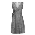 thumbnail image 4 of Pisexur Robes pour Femmes Mode Robe Mini à Imprimé Floral Tunique à Col en V Robe Soleil Décontractée Fluide à Nouer sur le Côté Robe Midi Élégante Sans Manches Robe Débardeur Grande Taille Robes d'Été pour Femmes P-5TG, 4 of 6