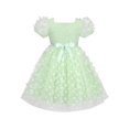 thumbnail image 2 of Robe Fille 3D Butterfly Verte Dentelle Florale Col Carré Manches Courtes 5 Ans, 2 of 6