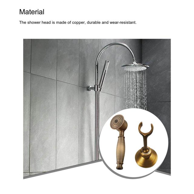 pitrice Pommeau de Douche Rétro Portable Accessoire de Robinet Haute Pression Résistant à l'Usure Support de Douche Rouge Bronze