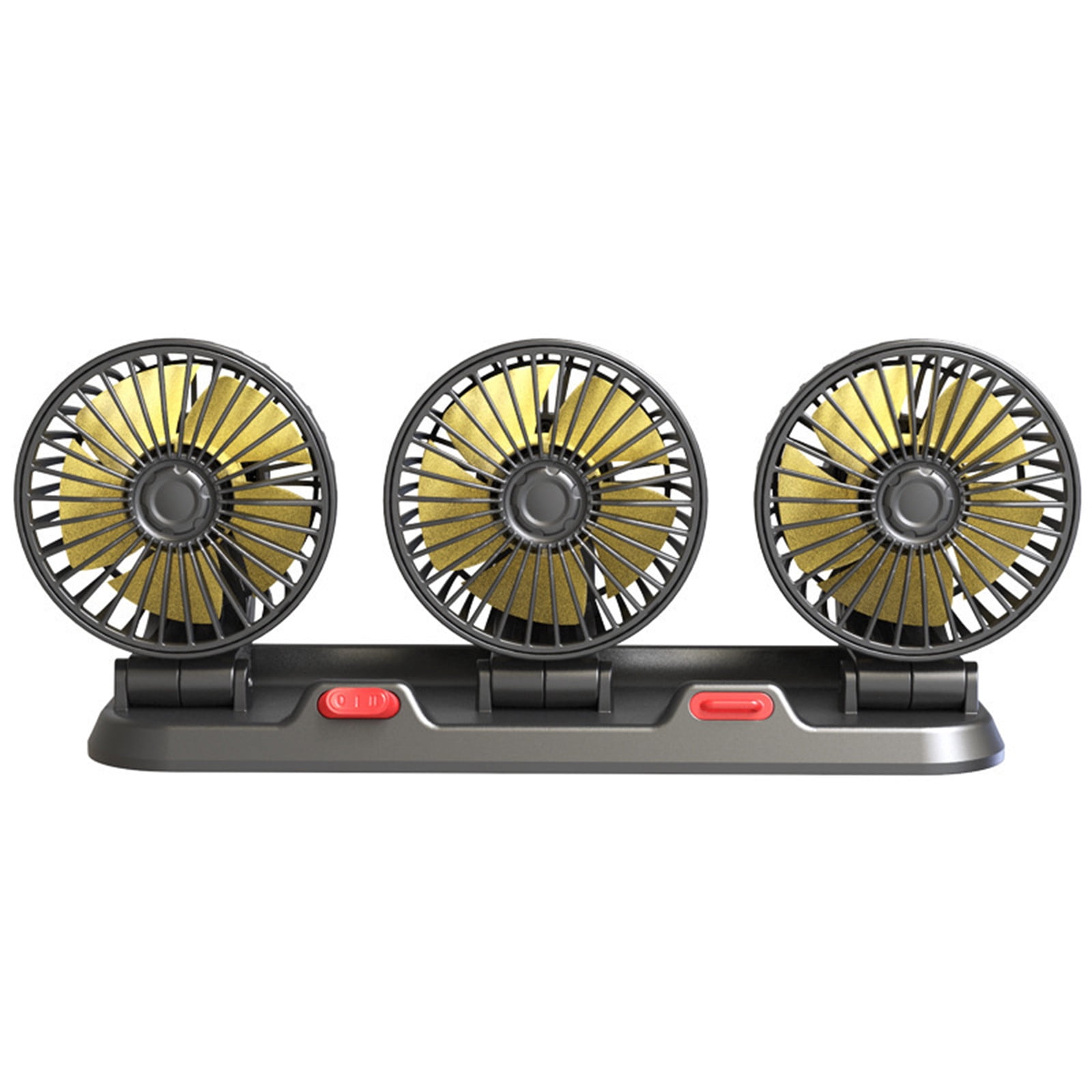 Car USB Triple Head Fan - 360° Adjustable, 12V/24V Compatible, Silent Cooling for Trucks/SUVs/RVs (Black)