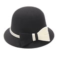 thumbnail image 1 of Chapeau Melon Petit pour Femme, Automne et Hiver, Nœud, Bout Rond, Décontracté, Style Bassin de Pêcheur, 1 of 3