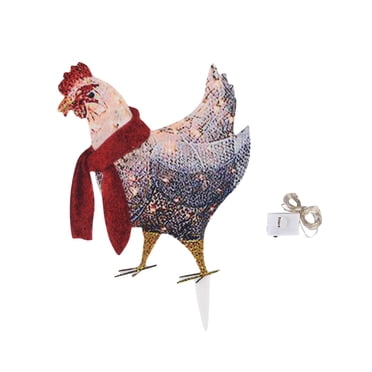 Pompotops 2D Luminous Chicken With Scarf Holiday Decoration, Plane Printing Decoration, Christmas Outdoor Decoration Clearance