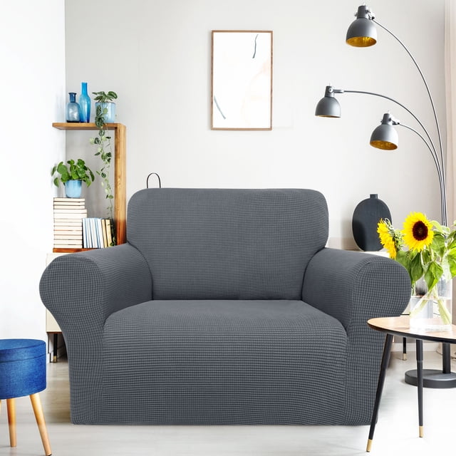 PiccoCasa Stretch Sofa Slipcover Washable Furniture Covers for Dogs Dark Gray Small