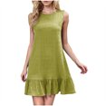 thumbnail image 2 of Ovzne Robes Grande Taille pour Femmes aux Courbes Robe Femme Robe Unie Décontractée Unie Col Rond Bouton au Dos Sans Manches Robe d'Été Robe pour Femmes Liquidation, 2 of 3
