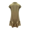 thumbnail image 4 of Liquidation d'Été 2025! Robe Grande Taille pour Femmes, Liquidation d'Été pour Femmes, Robe Décontractée Unie à Manches Courtes Demi-Fermeture à Glissière avec Col à Revers, 4 of 5