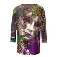 thumbnail image 5 of Penkiiy Blouse de Carnaval pour Femmes Mardi Gras Mode Imprimé Décontracté Col Rond Manches 3/4 T-shirt Blouse TG Multicolore, 5 of 5