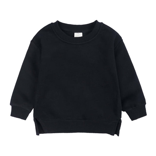 cfhntfmh Chandail pour Filles Garçons Molleton Confortable Col Rond Manches Longues Chandail de Base Doux Extensible Fente Latérale à Capuche