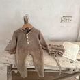 thumbnail image 2 of Timegard Newborn Onesie Unisex Infant Button Outfits Clothes Boys Girls Fleece Footies Rompers with Hat, 2 of 3