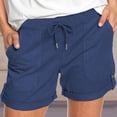 thumbnail image 4 of AherBiu Women's Drawstring High Waisted Button Roll Up Hem Hiking Shorts, Solid Color, 4 of 4