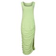 thumbnail image 4 of EQWLJWE Longue Robe pour Femmes Robe d'Été pour Femmes Mode Grande Taille Couleur Unie Col en U Sans Manches Plissée Extensible Fendue, 4 of 7