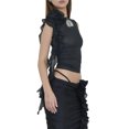 thumbnail image 2 of Fortune Women Mesh See Through Flower Ruffles Vest Sleeveless Slim Fit Crop Tops, 2 of 5