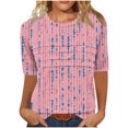thumbnail image 1 of Pisexur Hauts pour Femmes, Hauts d'Été pour Femmes, Hauts de Sortie pour Femmes, Hauts pour Dames, Mode Féminine T-shirt à Manches 3/4 Froissé Col Rond Coupe Ample Manches Courtes Rose, m, 1 of 8