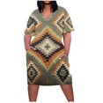 thumbnail image 1 of Birdeem Robe Grande Taille pour Femmes Col en V Été Décontractée Robes d'Été Poche Genou Manches Courtes avec Poches, 1 of 5