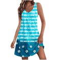 thumbnail image 1 of Penkiiy Robes d'Été pour Femmes 2024 Plage Décontractée Sans Manches Imprimé Floral Boho Robe Débardeur Col en V Ample Robe d'Été avec Poche P Bleu, 1 of 6