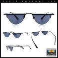 thumbnail image 2 of Funky Cropped Half Circle Flat Top Half Metal Rim Hippie Sunglasses All Black, 2 of 7