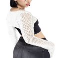 thumbnail image 3 of MesaSe Haut Court en Tricot pour Femmes Crochet Manches Longues Col Rond Couleur Unie Tenue de Plage Protection Solaire, 3 of 3