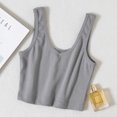 thumbnail image 2 of Pompotops Women Ladies Solid Sleeveless Pullover Vest Tank Crop Tops Shirts, 2 of 8